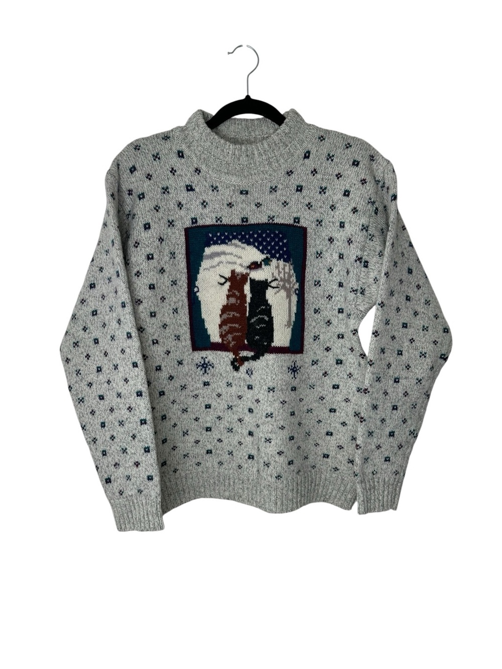 Vintage Woolrich Wool Pullover Sweater with Cat in Window